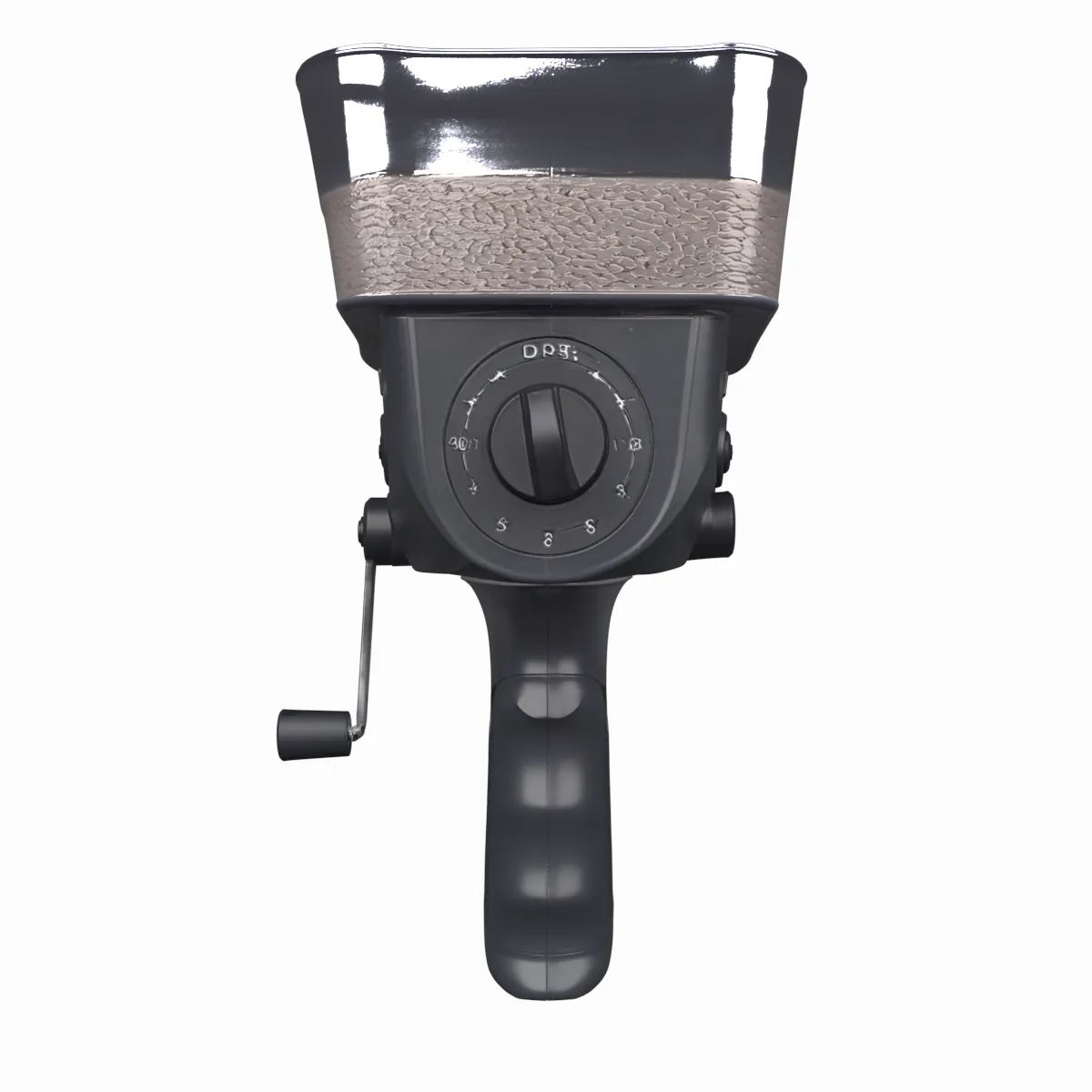 Handheld Crank Seed Spreader with Grass Seed Inside 3D Model .c4d .max .obj .3ds .fbx .stl .blend