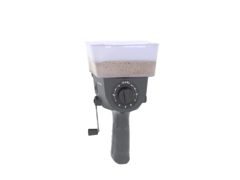 Handheld Crank Seed Spreader with Grass Seed Inside 3D Model