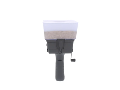 Handheld Crank Seed Spreader with Grass Seed Inside 3D Model