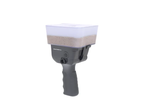 Handheld Crank Seed Spreader with Grass Seed Inside 3D Model