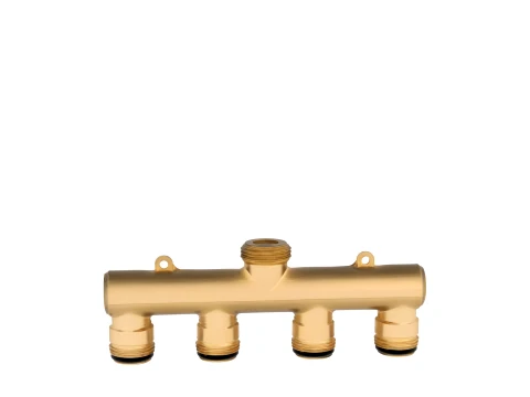 Solid Brass Four-Way Hose Splitter Manifold 3D Model