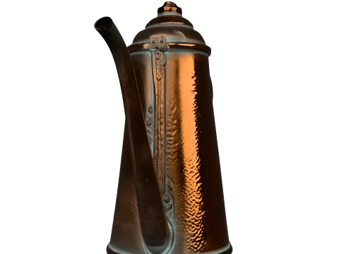 Hand-Hammered Antique Copper Watering Can with Patina 3D Model