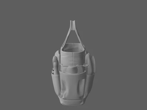 Bolsa de asas para herramientas de jardín de lona encerada resistente Modelo 3D