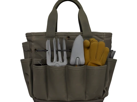 Heavy Duty Waxed Canvas Garden Tool Tote Bag 3D Model