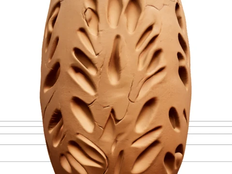 Clay Pinch Pot met vingerafdrukken 3D Model
