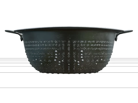 Deep Stainless Steel Colander Bowl with Water Droplets 3D Model