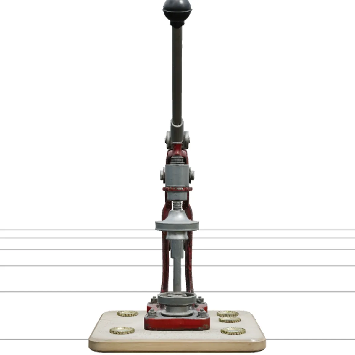 Bench Bottle Capper with Lever Arm and Crown Caps 3D Model .c4d .max .obj .3ds .fbx .stl .blend 