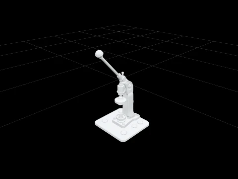 Bench Bottle Capper with Lever Arm and Crown Caps 3D Model