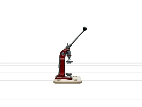 Bench Bottle Capper with Lever Arm and Crown Caps 3D Model