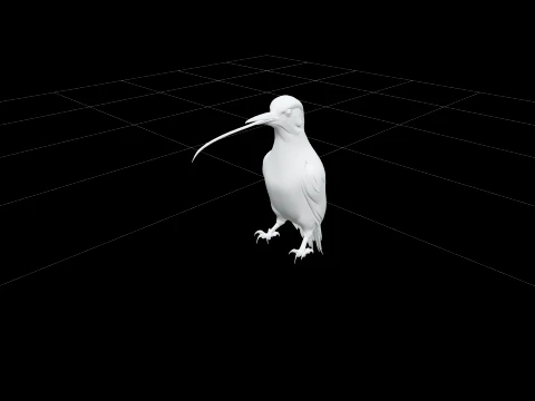 Green Woodpecker with Extended Tongue Realistic 3D Model