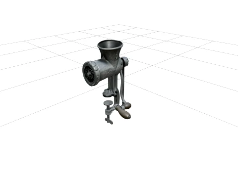 Clamp-On Cast Iron Meat Grinder with Hand Crank 3D Model