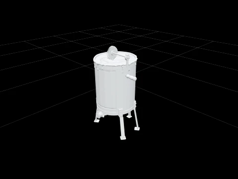 Two-Frame Stainless Steel Hand-Cranked Honey Extractor 3D Model
