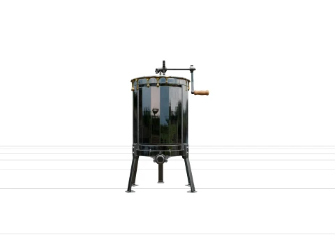 Two-Frame Stainless Steel Hand-Cranked Honey Extractor 3D Model