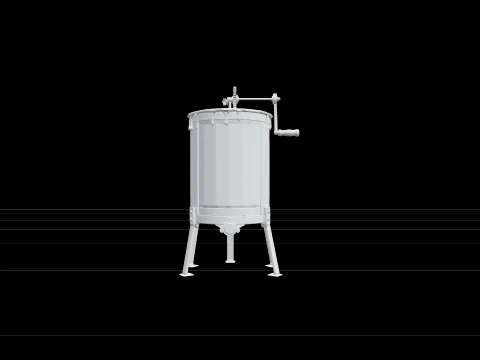 Two-Frame Stainless Steel Hand-Cranked Honey Extractor 3D Model