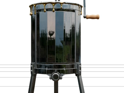 Two-Frame Stainless Steel Hand-Cranked Honey Extractor 3D Model