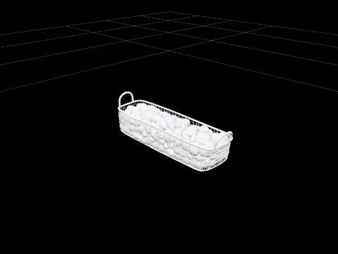 Cesta de armazenamento de l&acirc;mpadas de malha de arame galvanizado com al&ccedil;as Modelo 3D