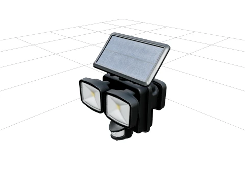 Beveiligingslamp op zonne-energie met dubbele LED-koppen 3D Model