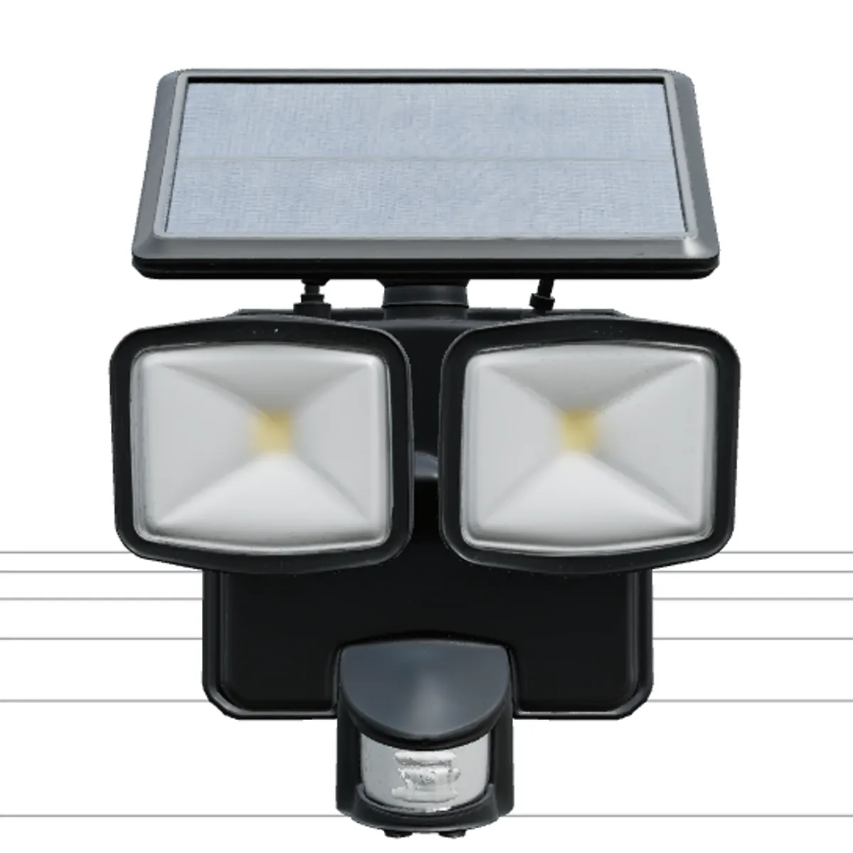 Solar Motion Sensor Security Light with Twin LED Heads 3D Model .c4d .max .obj .3ds .fbx .stl .blend 
