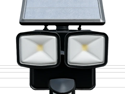 Solar Motion Sensor Security Light with Twin LED Heads 3D Model