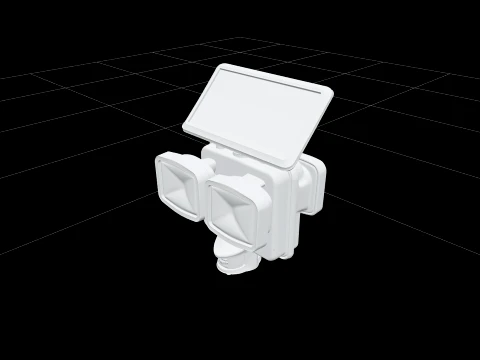 Solar Motion Sensor Security Light with Twin LED Heads 3D Model