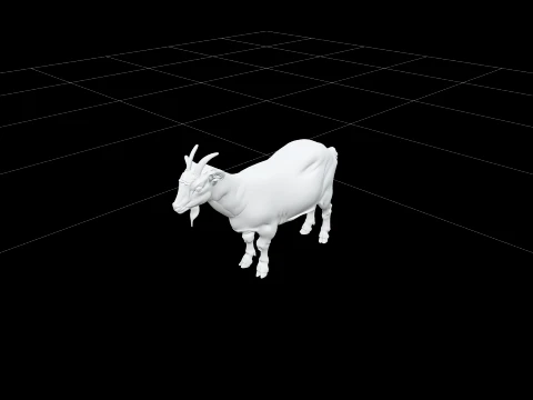 White and Brown Pygmy Goat with Small Curved Horns 3D Model