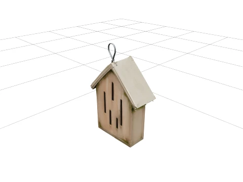 Small Wooden Ladybug House with Sloped Roof and Slots 3D Model
