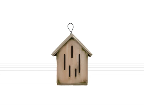 Small Wooden Ladybug House with Sloped Roof and Slots 3D Model