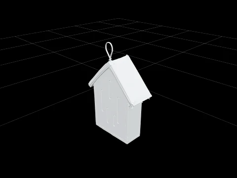Small Wooden Ladybug House with Sloped Roof and Slots 3D Model