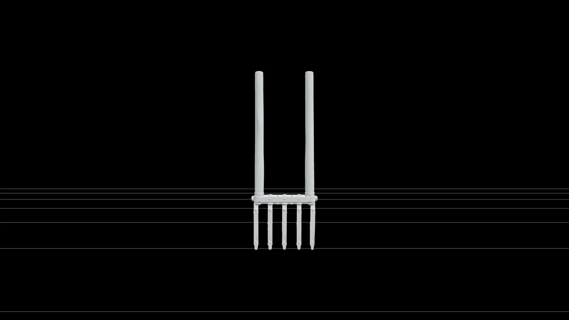 Heavy-Duty Broadfork with Five Forged Tines and Handles 3D Model .c4d .max .obj .3ds .fbx .stl .blend 