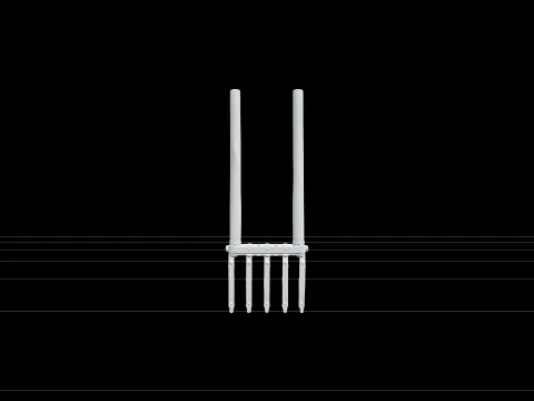 Robuste Breitgabel mit f&uuml;nf geschmiedeten Zinken und Griffen 3D Modell