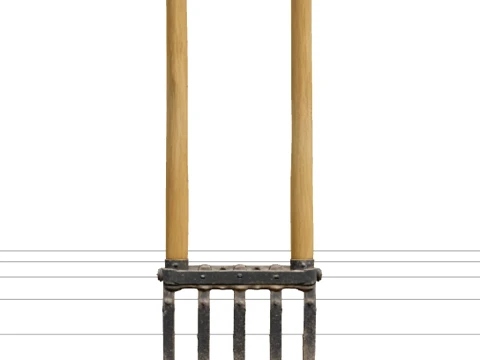 Heavy-Duty Broadfork with Five Forged Tines and Handles 3D Model