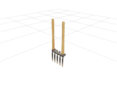 Heavy-Duty Broadfork with Five Forged Tines and Handles 3D Model