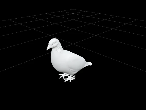 Paloma torcaz con plumaje gris azulado y parche blanco en el cuello Modelo 3D