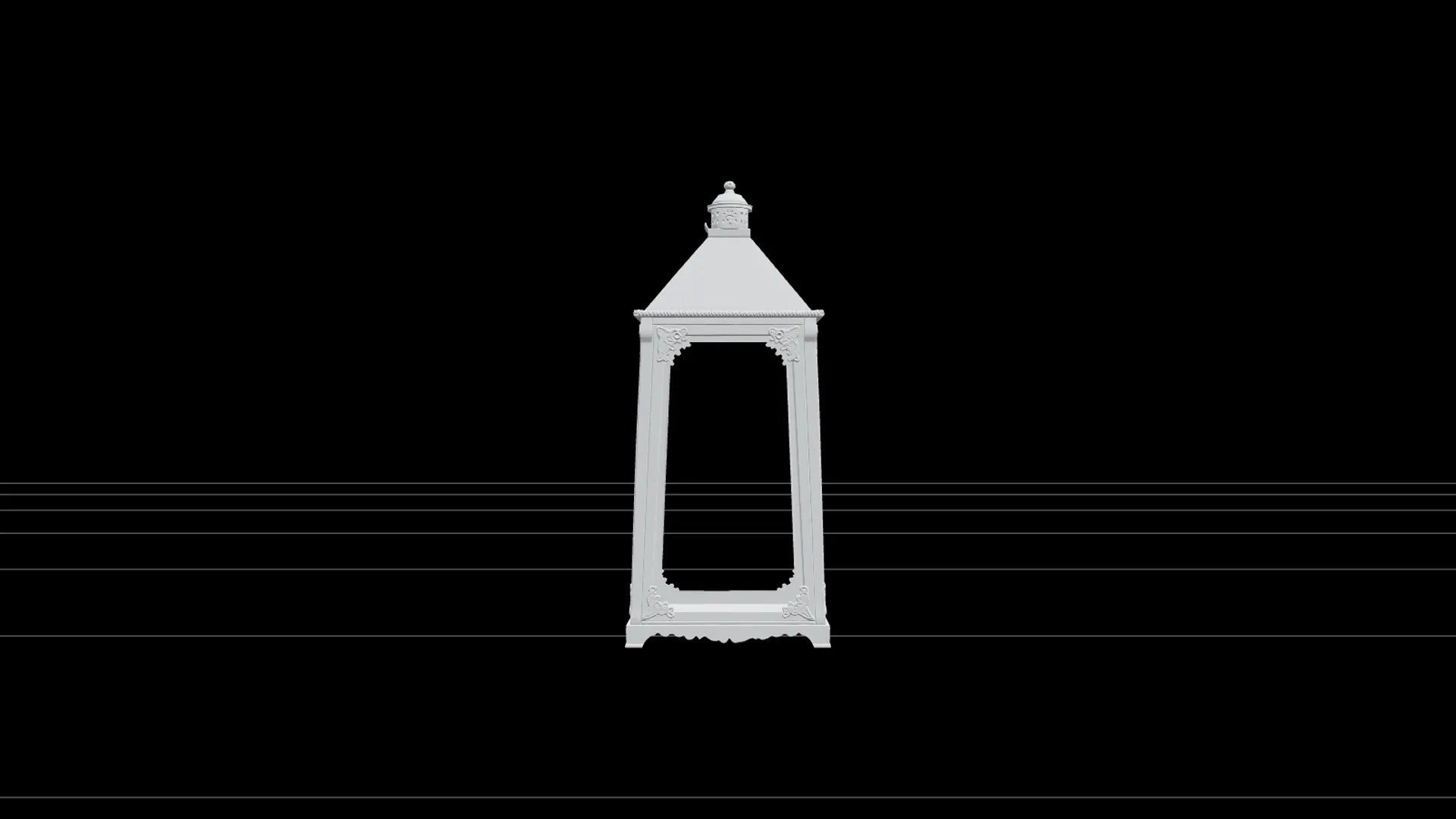 Victorian Glass Lantern Cloche in Cast Iron Frame 3D Model .c4d .max .obj .3ds .fbx .stl .blend 