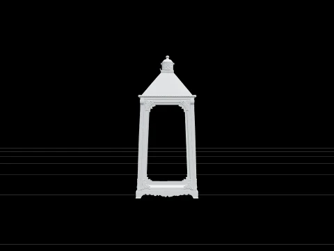 Campana estilo farol victoriana de cristal con estructura de hierro fundido Modelo 3D