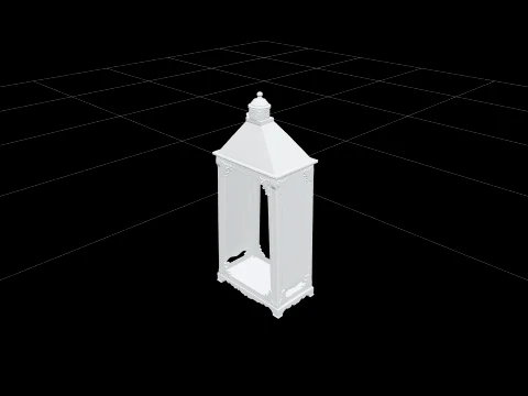 Victorian Glass Lantern Cloche in Cast Iron Frame 3D Model