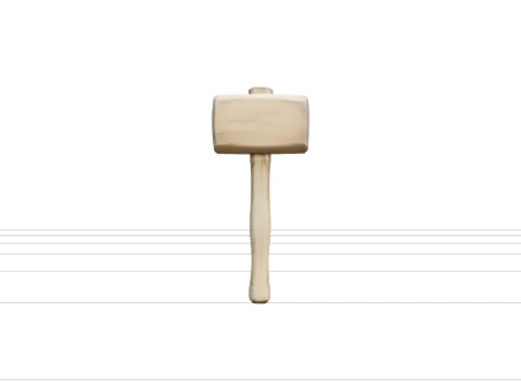 Wooden Mallet with Beech Head and Ash Handle 3D Model