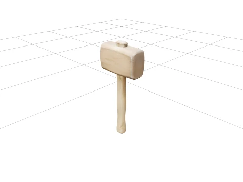 Wooden Mallet with Beech Head and Ash Handle 3D Model