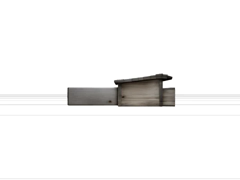 Wooden Hedgehog Feeding Station with Entrance Tunnel 3D Model