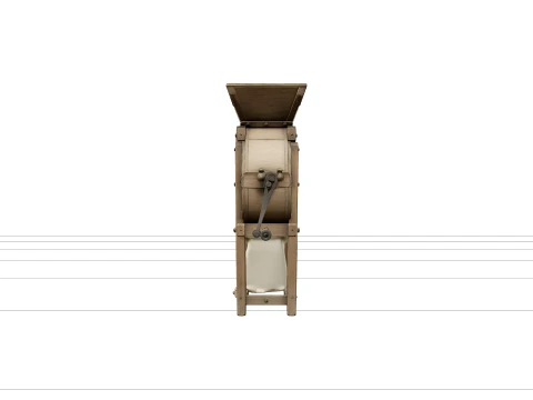 Moldura de madeira vintage para winnower de gr&atilde;os com manivela Modelo 3D