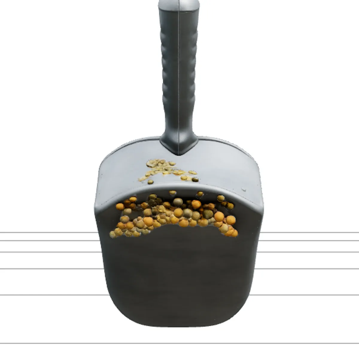 Galvanized Steel Feed Scoop Filled with Chicken Pellets 3D Model .c4d .max .obj .3ds .fbx .stl .blend