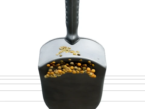 Galvanized Steel Feed Scoop Filled with Chicken Pellets 3D Model