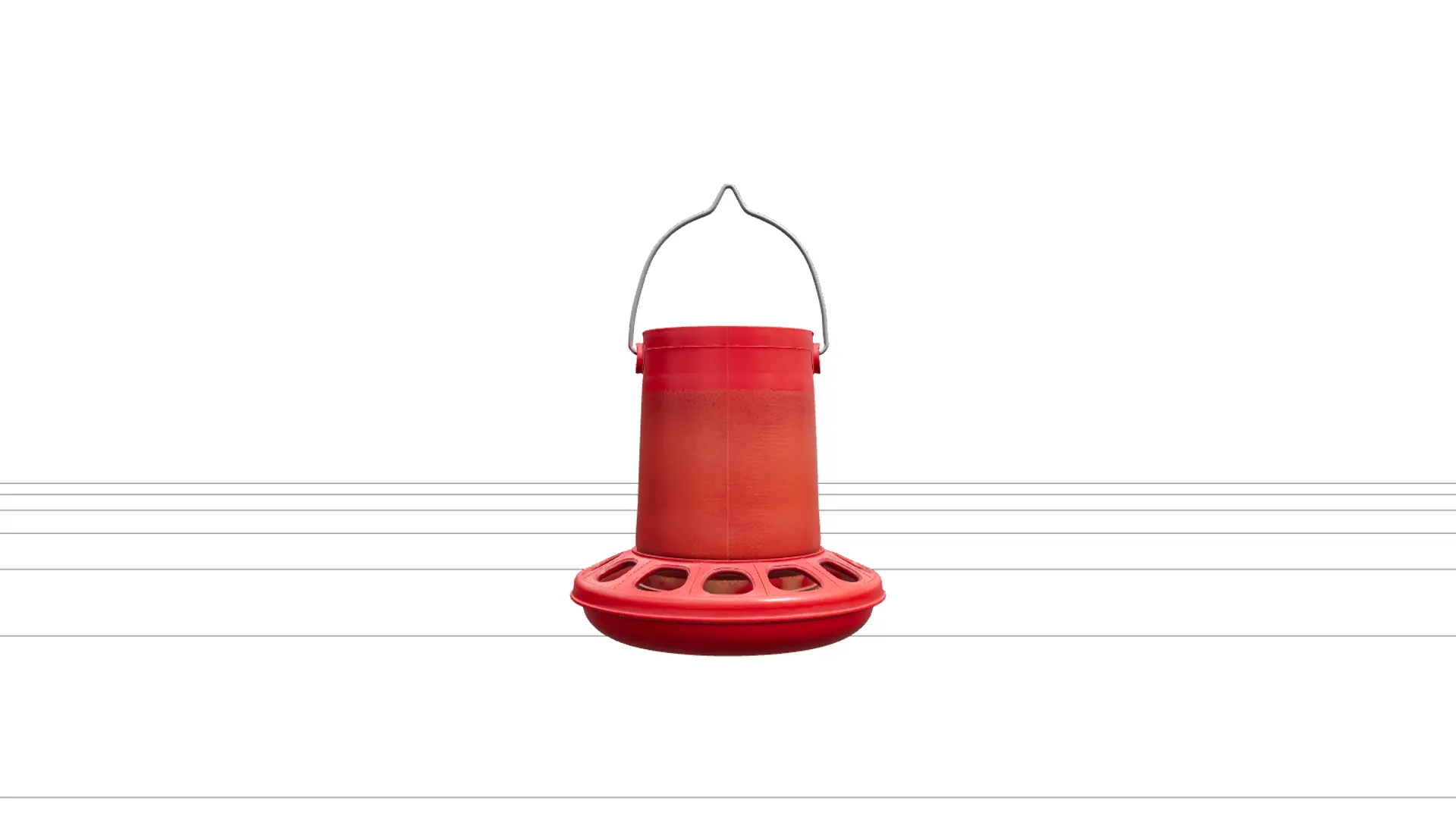 Red Plastic Hanging Chicken Feeder with Feeding Slots 3D Model .c4d .max .obj .3ds .fbx .stl .blend 