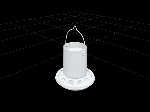 Red Plastic Hanging Chicken Feeder with Feeding Slots 3D Model