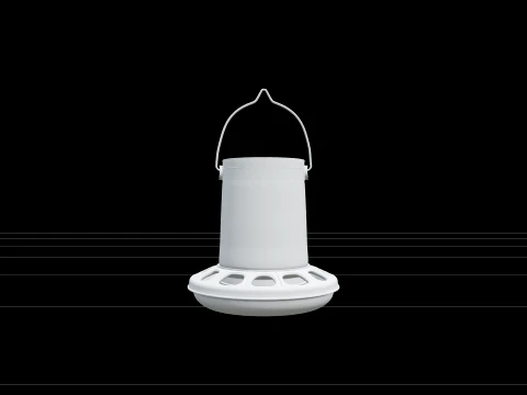 Red Plastic Hanging Chicken Feeder with Feeding Slots 3D Model