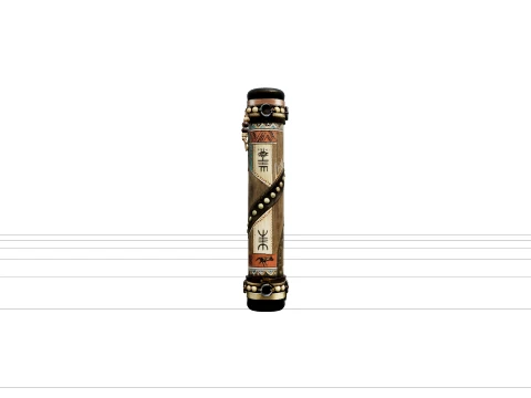 Wooden Rain Stick with Hammered Metal Studs 3D Model