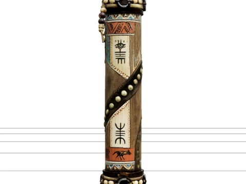 Wooden Rain Stick with Hammered Metal Studs 3D Model