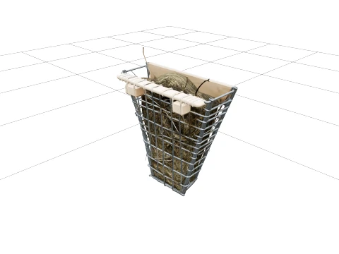 Wall-Mounted Galvanized Wire Rabbit Hay Rack 3D Model