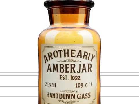 Amber Apothecary Jar with Cork Stopper Glass Detail 3D Model