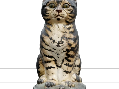 复古铸铁坐猫门塞喷漆 3D 模型
